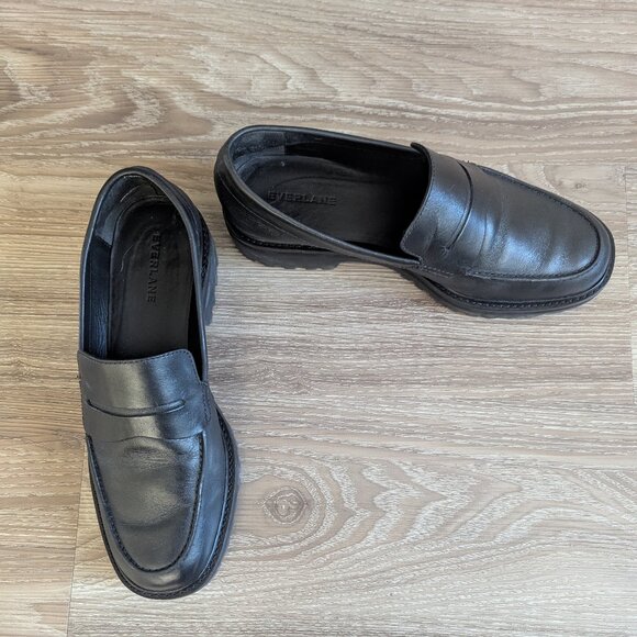 Everlane Black Leather Chunky Lug Sole Loafer in Size 8.5 - Worn Once - Picture 5 of 6